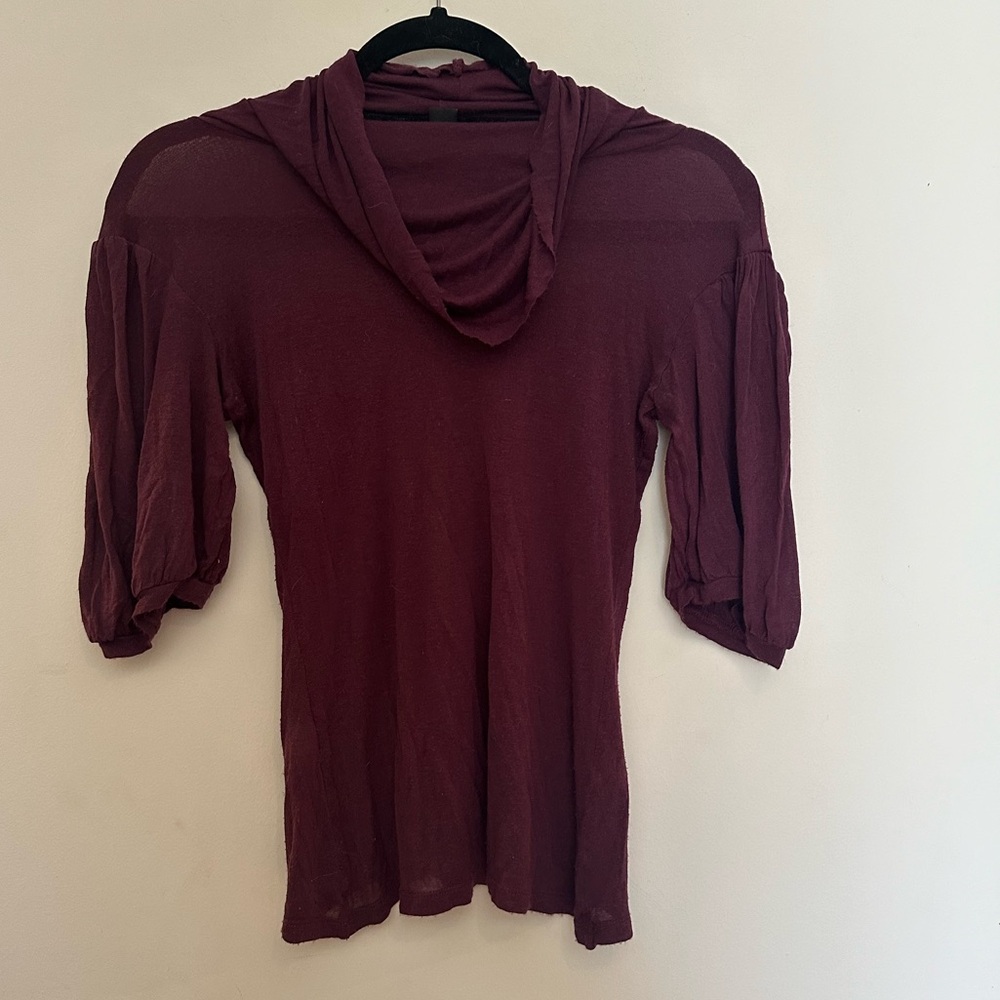 Express eggplant color gauzy cowl neck shirt small